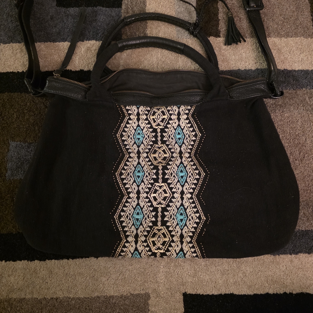 Cleobella Weekender Bag x Lucky Brand Embroidered Canvas Shoulder Bag Boho - Picture 3 of 11